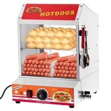 Vaporera para perritos calientes, calentador eléctrico de 2 niveles para perritos calientes y panecillos, acero inoxidable de 28.5 cuartos de galón con puertas y divisor de vidrio, calentador de alimentos comercial para cafeterías y tiendas. - Tipo de Enchufe B USA (110-127V) - Ver 1