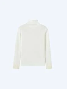 Annil 儿童服装 - 男女童高领长袖套头毛衣，采用针织羊毛制成，含棉，保暖且富有弹性，适合冬季穿着。 - 白色 - 查看 2