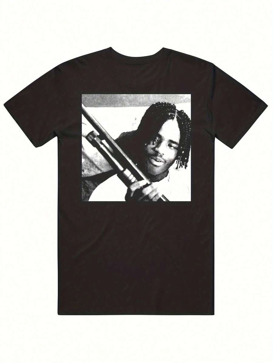 Camiseta Gráfica Vintage de los 90 para Hombre y Hombre/Mujer, con Diseño de la Película Menace Society - Camiseta Retro Negra de 220 g/m² con Estampado Icónico de Pistola y Dinero, Cuello Redondo, Estilo Urbano para Fanáticos del Cine de los 90, Ropa Casual Duradera para Todas las Temporadas, Lavable a Máquina, Mercancía para Fans