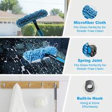2-In-1 Window Cleaner Squeegee With Extendable Telescopic Pole – No Ladder Needed For High Windows, Glass & Car Windshield (Blue) - Blue - View 5