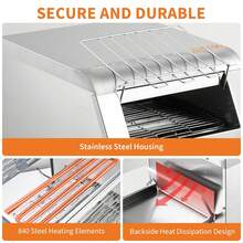 Tostadora comercial de alta capacidad con cinta transportadora, 1800 W, 110 V, para 450 rebanadas por hora, fabricada en acero inoxidable con 7 niveles de tostado y temporizador, ideal para restaurantes, panaderías, bufés y tiendas de bagels. - Tipo de Enchufe B USA (110-127V) - Ver 6