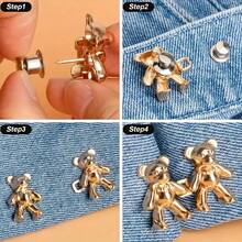 Bear Design Waist Cincher, Denim Waist Adjuster Buckle, Pants Waist Reducer Clips - Multicolor - View 11