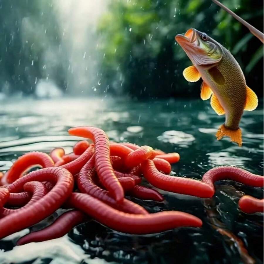 30pcs High Quality Realistic Red Earthworm Fishing Bait, Worm Soft Bait, Red Worm & Maggot Bionic Worm Design - Scented Lure Suitable For Freshwater And Saltwater Fishing, Durable Thermoplastic Rubber Material, Natural Appearance, High-Quality Bait - Multicolor - View 1