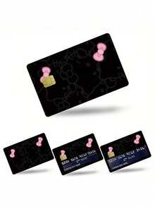 Sanrio 4张/套 三丽鸥Hello Kitty粉色信用卡贴纸，适用于3.35*2.13英寸银行卡、交通卡、带芯片学生证，哑光背胶。酷洛米和查皮狗图案PVC卡贴纸，高品质自粘交通卡贴纸，浅米色借记卡贴纸。 - 彩色 - 查看 1