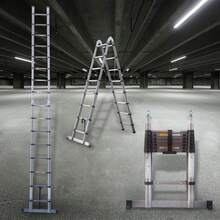 7Sevenjokers 2.5+2.5m Type A Stainless Steel Telescopic Ladder - 150kg Load, 2-In-1 Support Pole, Portable Folding Ladder For Outdoor Household & Garden Work - (2.5+2.5M)-5m Type a Telescopic Steel Ladder - View 1