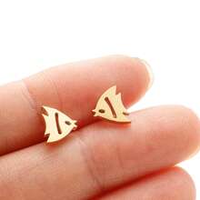 1对不锈钢卡通鱼耳环，女士饰品，适合派对、日常佩戴，精美礼品 - GED286 - 查看 8