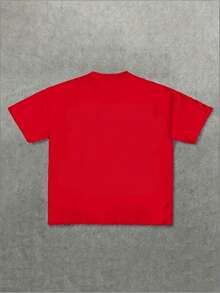 Y2K-Style Graphic Print Cotton T-Shirt – Soft, Breathable, 100% Pure Cotton Fabric – Comfortable And Stylish Summer Streetwear Short-Sleeve T-Shirt, Cool Design, Retro-Inspired Summer Women's Casual Wear T-Shirt - 紅色 - 查看 2