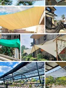 Outdoor Sun Shade Sail, Patio Garden Pool Breathable Triangular Sun Shade Canopy, Beige - A - View 3