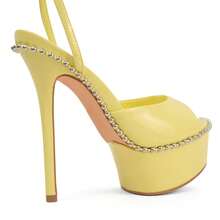 So Me Soren Peep Toe Stilleto Women's Hight Heel Platform With Stud Details And Ankle Strap. - 黃色 - 查看 3