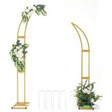 2Pcs Curved Gold Arch Backdrop Stand For Wedding Decor,Metal Balloon Arch With Rectangular Base For Outdoor Indoor Birthday Party,Anniversary, Graduation Mother's Day Decoration (5.9ft,6.9ft) - Vàng - Xem 4