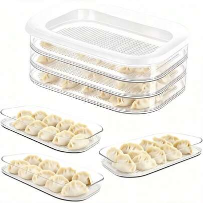 1/2/3/4层可堆叠食品储物盒，冰箱储物盒，肉类保鲜盒，熟食收纳盒，防漏可堆叠设计，可重复使用，适用于冰箱和冷冻室，适合存放培根、火腿、奶酪、牛肉卷、虾等，实用高效的冰箱收纳方案，紧凑型储物空间，节省空间，可重复使用材质，密封设计，冰箱储物盒，厨房收纳