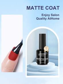 GELPOLISH 3pcs/Set 15ml Spring & Summer Base Coat, Glossy Top Coat And Matte Top Coat Nail Polish Set, Long-Lasting Shine, No Wipe Top Coat, Suitable For LED Lamp Curing, DIY Nail Art Design, Valentine's Day Gift For Her - 無色 - 查看 4
