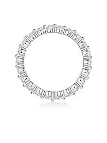 925 Sterling Silver Moissanite Ring, Hypoallergenic, Engagement/Wedding Ring, Minimalist Niche Design, Versatile Daily Wear, Wedding/Anniversary/Birthday Gift, Comes With Gift Box And Certificate - Silver - View 9