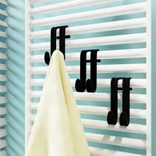 1/3pcs Towel Rack Hooks, Radiator Mounted Hanger Clips, No Drilling Strap Hooks For Hanging Towels & Clothes, Multifunctional Drying Rack, Suitable For Bathroom, Kitchen, Laundry Room Storage, Space Saving Home Decor, Dorm Essential, Housewarming Gift, Spring Home & Back To School Necessity - Black - View 4