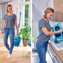 Clean Twist Spin Mop And Bucket Set With Rollers | Telescopic Handle, 360° Joint, Spin-Dry System | Easy Glide Wheels | Blue - A - Xem 7