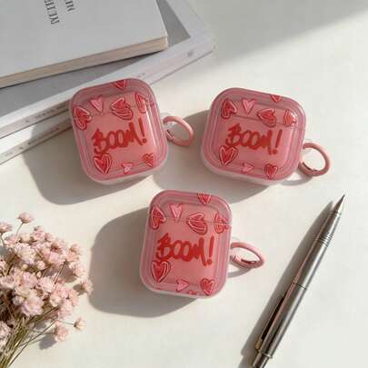 Funda protectora con diseño de letra y corazón compatible con auriculares inalámbricos Bluetooth de Apple, cubierta a prueba de arañazos y caídas compatible con la funda de auriculares Bluetooth de Apple