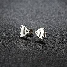 1对不锈钢卡通鱼耳环，女士饰品，适合派对、日常佩戴，精美礼品 - GED286 - 查看 2