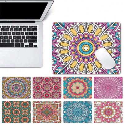 Alfombrilla de ratón de forma cuadrada de PU, alfombrillas de escritorio reutilizables, tapete de mesa para oficina y juegos, posavasos para computadora portátil, tapetes de mesa para el hogar, la oficina y los jugadores, esencial para volver a la escuela con diseño de mandala