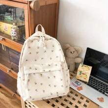 Women Simple Backpack Casual Floral Backpack - B - View 4