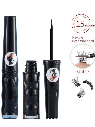 1pc 6ml Jet Black Lash Adhesive, Waterproof Strong Hold Glue For False Lashes, Fast Drying & Long Lasting Extension Bond, Gentle Non-Irritating Formula, DIY Kit For Strip Lashes At Home