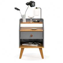 Dakota Bedside Table Bedroom Decor - Gris - Ver 5