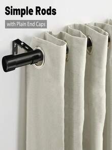 1pc Black Curtain Rod Set With Brackets, Adjustable Stainless Steel Curtain Rod Fits 32.4 - 149.6 Inch Windows, 0.98 Inch Diameter Decorative Curtain Rod Set, Black Spliced Thickened Metal Window Rod With Brackets, Suitable For Curtains, Sheer Curtains, Shower Curtains, Lightweight Curtain Rod. Durable, Easy To Install. Convenient To Replace And Clean, Applicable To Bedroom, Patio, Kitchen, Living Room, Dining Room, Office, Bathroom Windows. Minimalist Style. - Multicolor - View 8