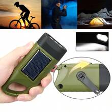 2pcs Portable Hand Crank Solar Powered Flashlight 3 LED Waterproof Carabiner Outdoor Emergency Light Suitable For Camping Hiking Daily Use - Multicolor - View 7