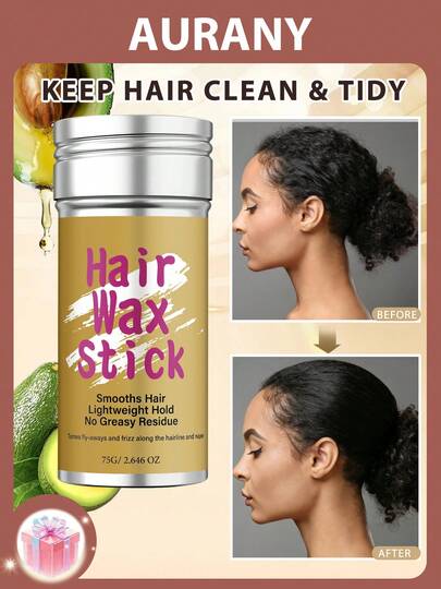 75g Styling Wax Stick, Lightweight Shaping, Smoothens Frizzy Hair, Natural Beeswax & Avocado Formula, Suitable For Braids And Sleek Hairstyles, Portable Styling Tool For All Hair Types
