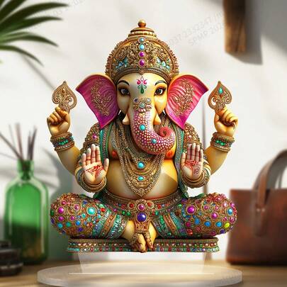 【1个亚克力雕像摆件】1个亚克力雕像摆件，带底座，多用途宗教家居及汽车装饰，适用于客厅、办公室、咖啡厅、汽车内饰，是送给朋友的完美生日礼物 - 塑料材质，宗教主题