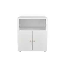MUEBLE METÁLICO PARA IMPRESORA y ARCHIVADOR - Estante de 2 Niveles con Estante Ajustable y Puertas con Cerrojo, Organizador Móvil Bajo Escritorio - Blanco - Dos capas - Ver 5