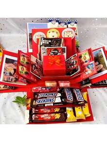 Set de 16 piezas Caja de regalo de explosión roja, Caja de regalo sorpresa, Caja de fotos, Accesorios creativos DIY para álbum de recortes, Regalo de aperitivos, Regalo de pareja, Cumpleaños, Propuesta, Día de San Valentín, Día de la Madre, Fiesta de graduación (Aperitivos no incluidos) - Rojo - Ver 5