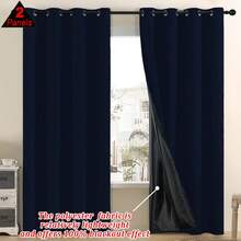 两片装藏蓝色遮光窗帘，黑色衬里，100%遮光，保护隐私，穿孔式顶部，轻质涤纶面料，可水洗，适用于卧室、客厅、办公室、户外遮阳，100克/平方米 - 藏蓝色 - 查看 2