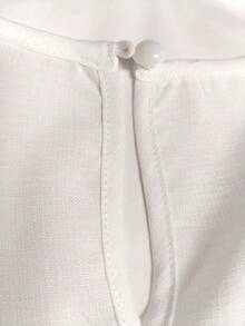 Plus Size Women's V-Neck Ruched Fitted Short Sleeve Top White Summer - White - View 9