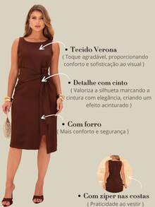 Dress With A Sophisticated Drape And A Front Knot. - Rust Brown - View 6