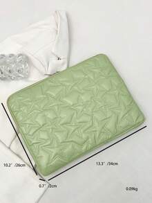 1pc Quilted Solid Color Minimalist Luxury Multi-Size Notebook/Tablet Carrying Case, 11"/13"/15" Laptop Bag, Star Print Plush Casual Unisex Tablet Protective Sleeve, Inner Bag, Document Bag, Laptop Sleeve, Computer Carrying Case Laptop Case Laptop Cover Computer Bag Carrying Hand Bag Laptop Bags Water Resistant Travel Essentials Travel Stuff Laptop Bag For Men Laptop Bag For Women - Mint Green - View 3