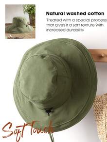 1顶男女通用防晒渔夫帽，女士夏季遮阳帽，宽檐马尾帽，沙滩防晒帽，透气材质，可折叠帽檐 - A - 查看 8