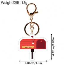 2D Flat Red Mail Box Acrylic Keychain Post Office Mailbox Stamp Box Pendant Keyring Modern Envelope Box Bag Hanging Accessories - Multicolor - View 15