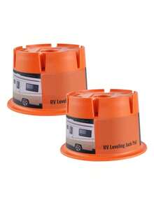 Trailer Jack Block, 2000 Lbs Capacity Per RV Leveling Block, High-Quality Polypropylene RV Camper Stabilizer Blocks, RV Travel Accessories Use For Any Tongue Jack, Post, Foot, 5th Wheels, 2-Pack - Orange - View 8