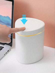 Mini Garbage Bin, Covered Small Trash Can, Desktop Trash Can, Plastic Desktop Waste Paper Basket, Swing-Top Design To Prevent Odor Leakage, Used For Storing Fruit Peel And Paper Scraps On Desk To Keep Tidy, For Bathroom, Home Office Desk Decor,Coffee Table, Office, Living Room, Study - One Size - View 7