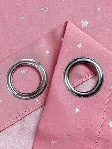 星月圖案滌綸單片遮光窗簾適用於臥室客廳 - 粉色 - 查看 6