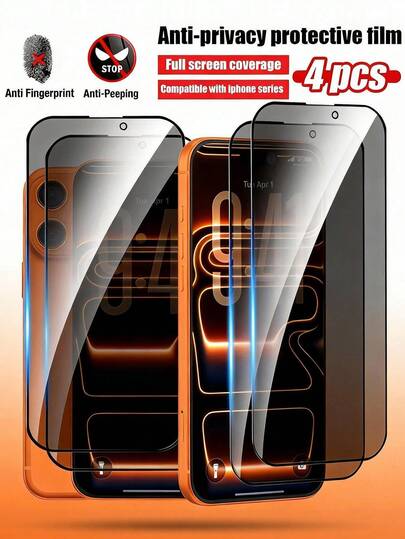 4pcs Privacy Screen Protector Film, Compatible With IPhone 11, 12, 13, 14, 15, 16, 17 Pro Max. Easy To Install, Bubble-Free. Ideal Birthday Gift For Family And Friends.