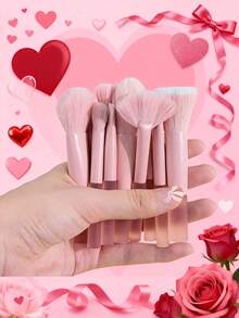 10 Stück Professionelles Make-up Pinsel Set/Tragbares Reise Make-up Pinsel Set. Gelee-farbige Pinselgriffe, inklusive Foundation Pinsel, Kontur Pinsel, Lidschatten Pinsel, Augenbrauen Pinsel und Abdeckstift Pinsel Set. Professionelle Make-up Pinsel. Essentielle Make-up Werkzeuge. Geeignet für Anfänger und Make-up Enthusiasten. Praktisch für die Reise. Valentinstag und Muttertags Geschenk. Make-up Pinsel Set. - Pink - Übersicht 2