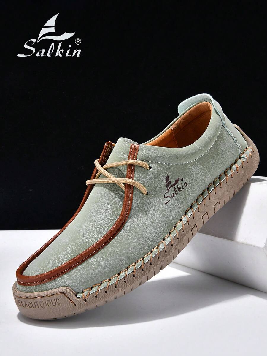 Salkin 新款时尚设计师女士休闲鞋，现代生活，触手可及的奢华。手工运动鞋、系带乐福鞋，轻便透气，柔软舒适，防滑耐磨，仿麂皮材质，适合户外、连衣裙、牛仔裤等日常穿着，中年、年轻、学生皆宜，春夏秋季皆可穿着，也是馈赠佳品。 - 薄荷綠 - 查看 1