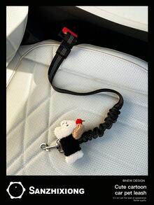 1pc Dog Car Safety Leash With Reflective Webbing, Elastic Retractable Pet Vehicle Tether - A - View 15