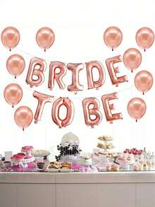 10个“新娘”字母气球，16英寸玫瑰金心形铝箔气球，适用于婚礼派对、单身派对、订婚装饰、婚礼装饰用品 - 玫瑰金 - 查看 8