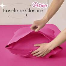 VACVELT - Juego de 2 fundas de almohada pintuck de tamaño estándar color gris claro fundas de almohada decorativas con cierre de sobre fundas de almohada de microfibra plisadas de pellizcos - Rosa fuerte - Ver 5