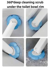 Bộ cọ vệ sinh nhà vệ sinh mới, kiểu dáng sọc, đầu cọ có thể thay thế, 3 đầu cọ màu khác nhau có hương thơm, kèm hộp đựng, thích hợp để vệ sinh bồn cầu, bồn tắm, bồn rửa mặt, sàn nhà. - Nhiều màu - Xem 7
