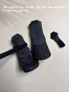 2双/4双装狗狗鞋 - 全天候防滑耐磨防水设计 - 冬季雪地靴、夏季防晒鞋、雨天必备、户外探险装备、老年犬行动辅助鞋、木地板保护鞋 - 黑色 - 查看 5