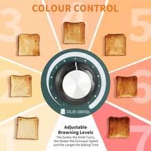 Tostadora comercial de alta capacidad con cinta transportadora, 1800 W, 110 V, para 450 rebanadas por hora, fabricada en acero inoxidable con 7 niveles de tostado y temporizador, ideal para restaurantes, panaderías, bufés y tiendas de bagels. - Tipo de Enchufe B USA (110-127V) - Ver 4