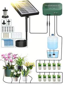 Solar Irrigation System,Solar Drip Irrigation Kit With 15 Drippers,Solar Watering System DIY Automatic Watering System For Garden,Plant,Greenhouse,Terrace Friendly And Energy-S Aving, 2w - Drip Irrigation - View 7